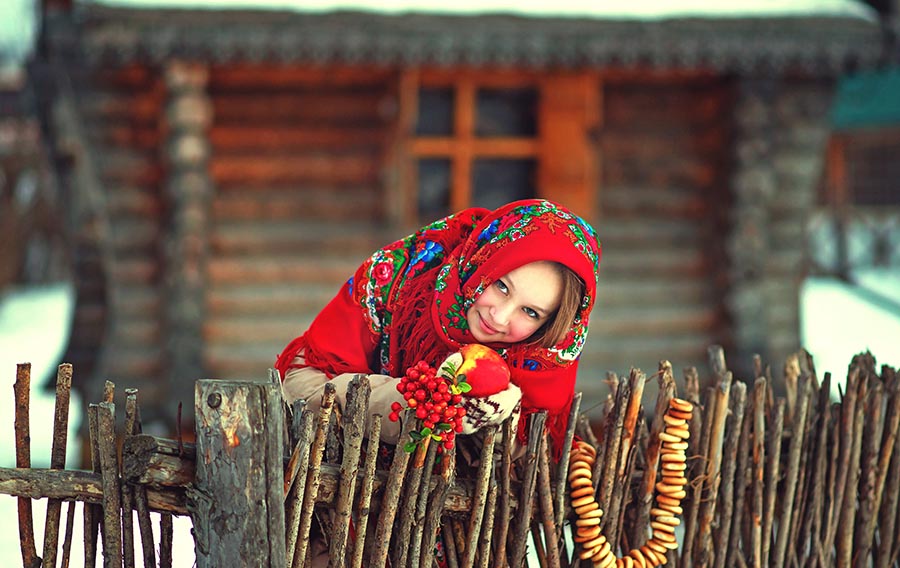 Sexy girl Women in Slavic costumes in Cuttack